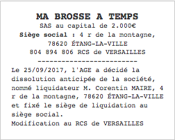 parution legale dissolution sas